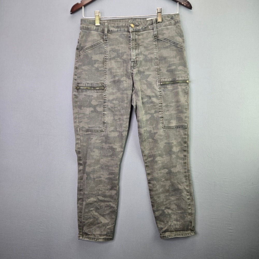 Cosmic Blue Love Camo Cargo Pants 29 Grey Utility Skinny Ankle Zipper Pockets